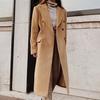Lapel Double Breasted Woolen Suit Jacket Long Sleeve Solid Color Long Woolen Elegant Coat Female Clothing