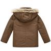 Middle and Big Children's Cotton Jacket Solid Color Thickened Warm Rushing Jacket Boys and Girls Hair Collar Removable Hooded Jacket