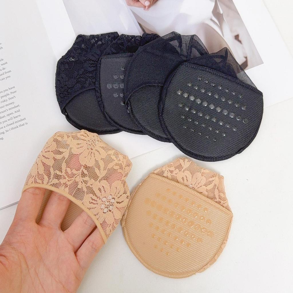 Women's Non-Slip Lace Forefoot Pads Women's Pain Relief Silicone Forefoot Socks Anti-Abrasion Breathable High Heels Half Insoles