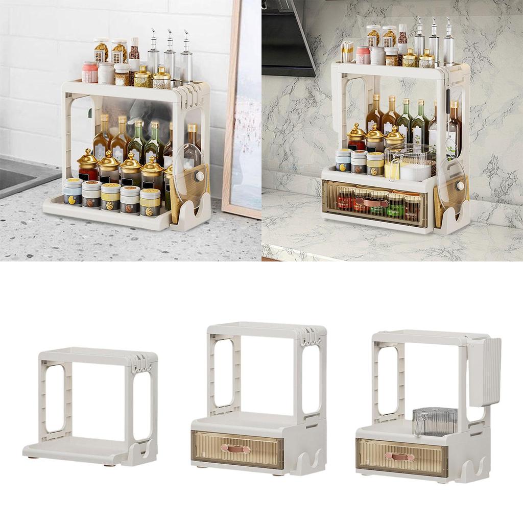 Spice Storage Rack Anti-slip Freestanding Utility Multilayer Easy to Clean Cabinet for Pantry Countertop Dorm Tabletop Household