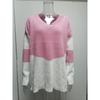 Autumn and Winter Women's Plus Size Pullover V-Neck Loose Type Sweater Patchwork Colour Collision Knit Sweater