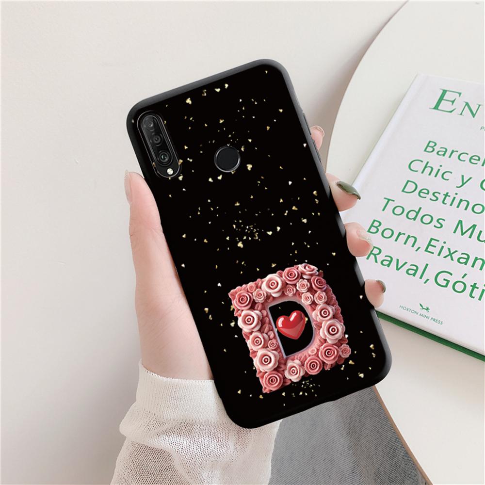 

Valentine s Day Heart Love Rose Artistic Letters Phone Case for Huawei P30 Lite P20 Pro Girlfriend Camera Protection Back Cover Huawei P30 Lite