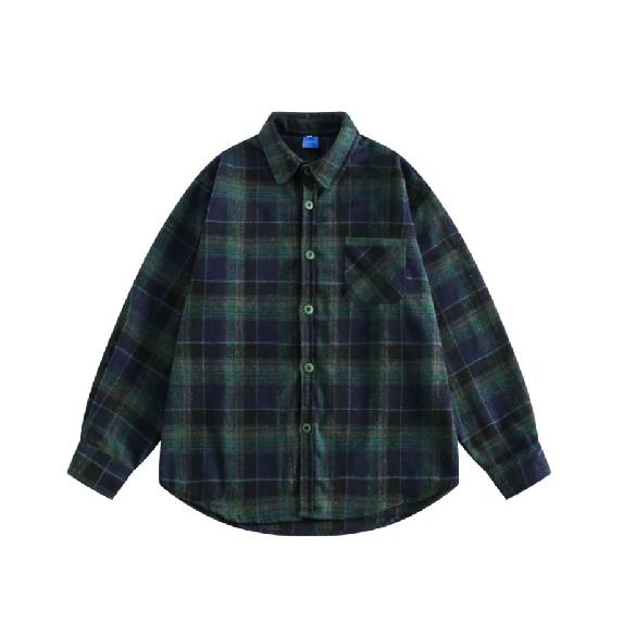 

2024 Клетчатая рубашка с длинным рукавом в японском стиле Гонконга Ins Свободная рубашка для мальчиков Летнее модное универсальное повседневное пальто 2XL зелёный