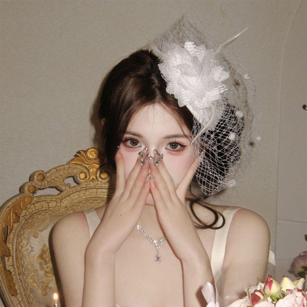 Sweet Veil Hat Headwear Hairpin Funeral Headdress Fashion Feathers Fascinator Hat Hair Accessories
