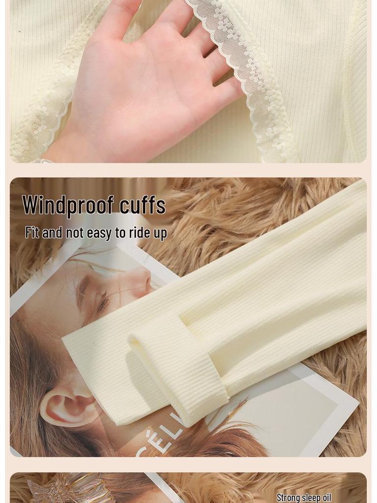 Women's Thermal Underwear Set with Padded Top, Fleece-Lined for Fall/Winter, Wool-Silk Blend
