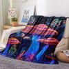 Mushroom Print Flannel Blanket, High quality Comfortable for All Seasons, Home Decor, Warmth and Comfort, Perfect for Christmas Gifts