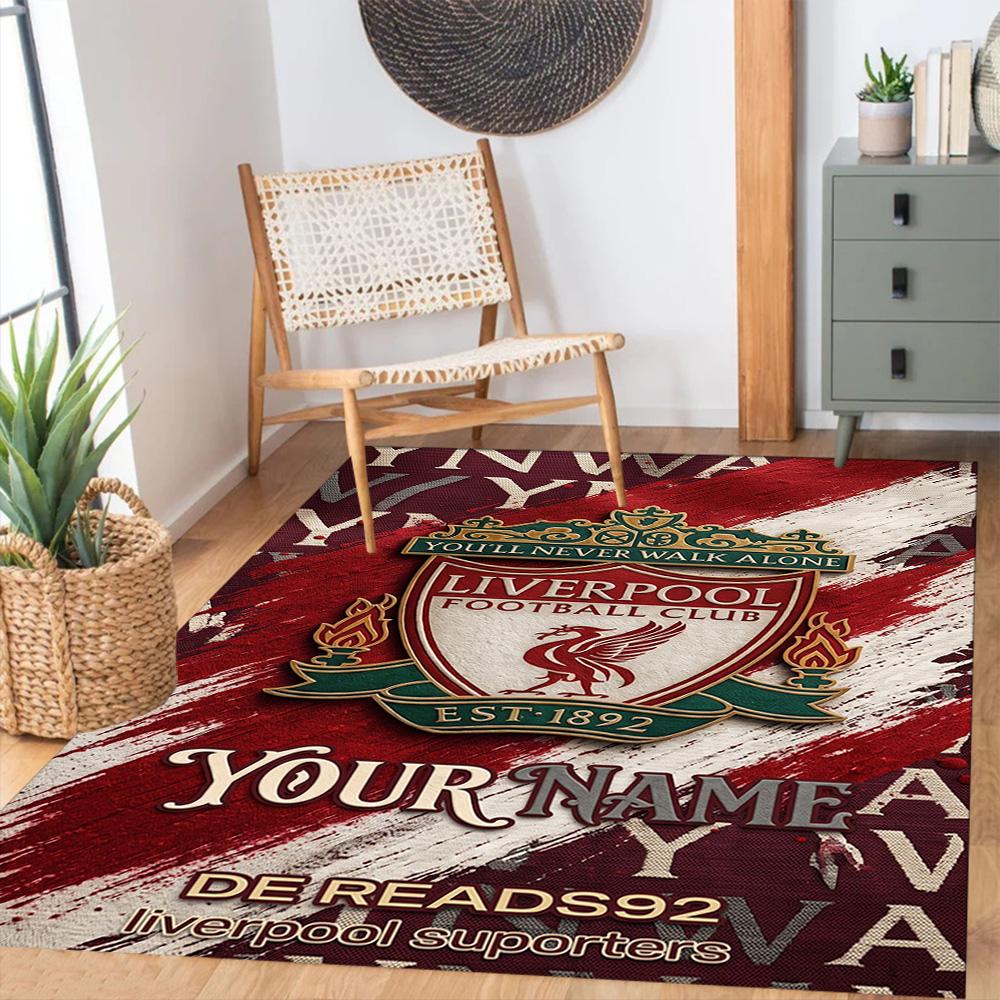 Liverpool Fc Customized Name Area Rug Suitable For Outdoor Balcony Hallway Foyer Antislip Carpet Decorate Offices Perfect Birthdaychristmas Gift Idea