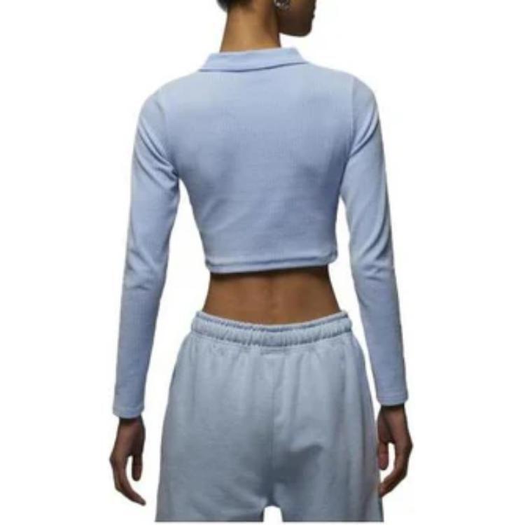 Jordan Crop Tops Women's Ice Blue Polo Collar Moderate DV1401-411