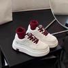 Platform White Shoes Women's 2025 Autumn and Winter New Versatile Sports and Leisure Shoes Increase the Popularity of Lightweight Lace-up Board Shoes