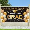 180x115cm Graduates Background Black Gold Happy Graduation Banner  School Party Decor