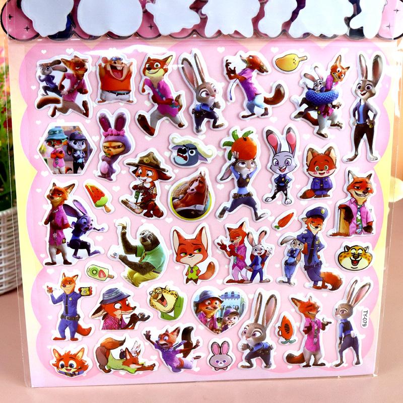 Hot Zootopia 3D Puffy Double Layer Gold Foil Stickers Kids Cartoon Stickers Birthday Party Favors Classroom Reward For Children
