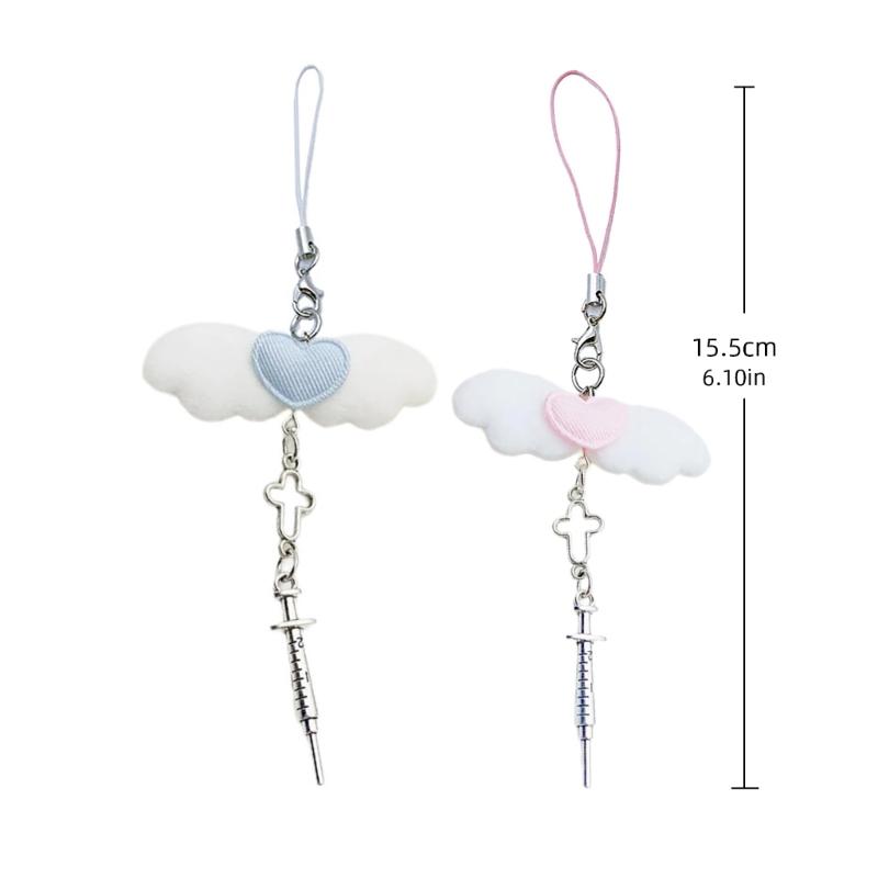 Lovely Angel Wing Pendant Phone Charm Stylish Keychain Accessory for Bag Wallet