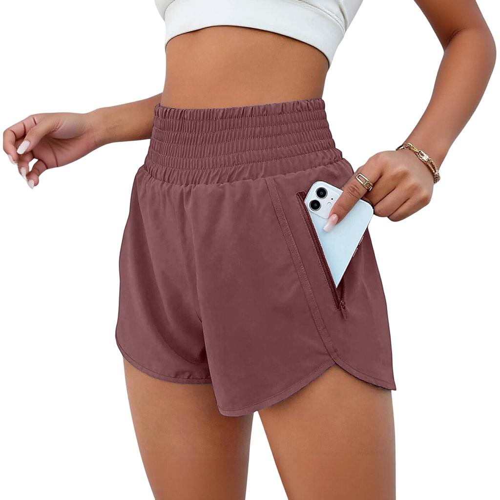 Women's Fashion High Waist Sports Running Yoga Belt Lined Adult Casual Shorts