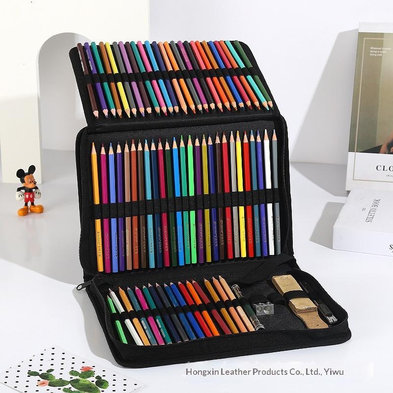 Large Capacity Student Pencil Case 2-Layer Organizer 72-Hole Fits 72-96 Pencils School Office Artist Use H-002 Basic Packaging