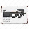 Plaque Métallique Vintage Uzi - Plaque Étain Pistolet Fusil, Décoration pour Fans Militaires Bar Club Café Pièce, Peinture Art Mural