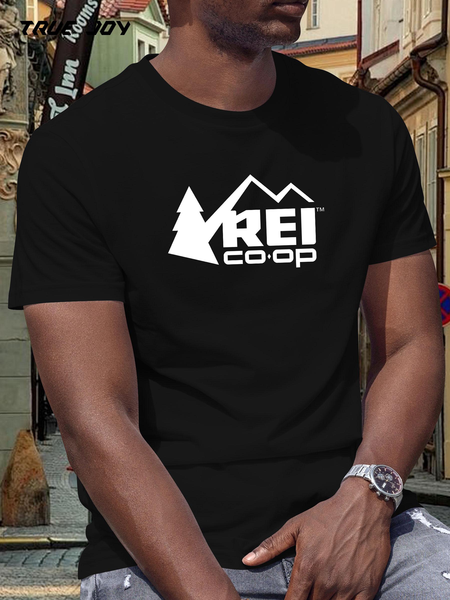 

REI Co-Op Graphic T-shirt - Black Casual Summer Tee with White Mountain & Tree Design XXL
