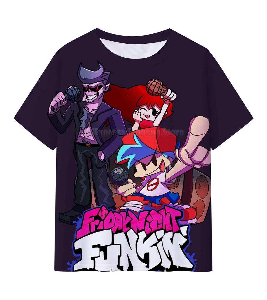 Friday Night Funkin 3D T Shirts Kids Children Game T-shirts Boys Girls Cartoon Anime Tshirts Summer Toddler Tee Streetwear