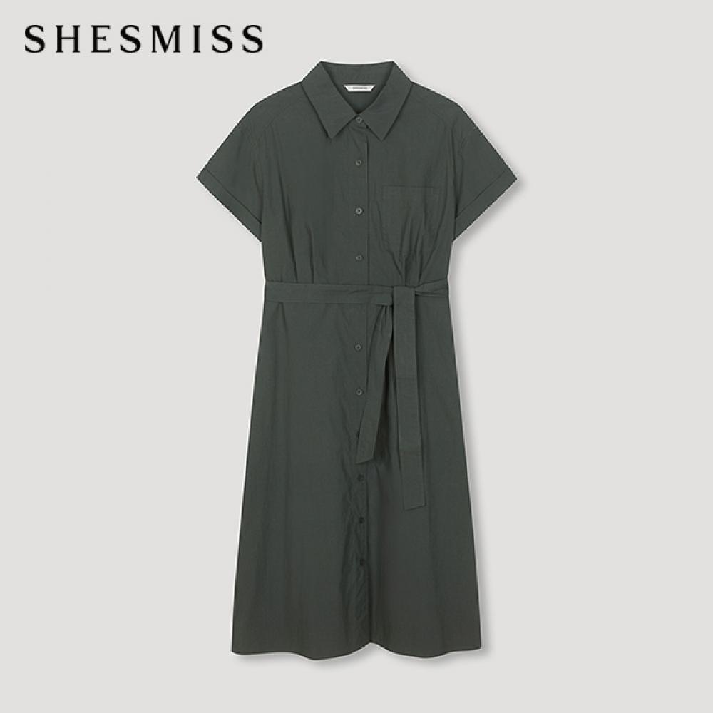

She S Miss платье с короткими рукавами и поясом Swwopn22120 De DARK GREEN/66