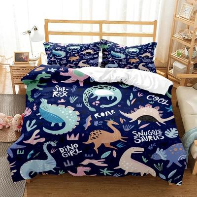 Cartoon Dinosaur Polyester Bedding Set Single Twin Double Queen King Cal King Size Bed Linen Set