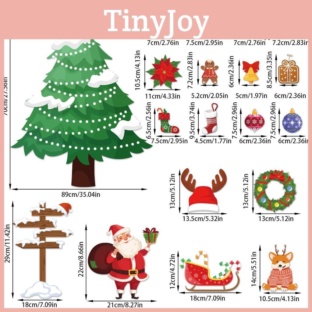 Festive Wall Christmas Decor Art Paper Cards Stickers Set With Pattern Tree