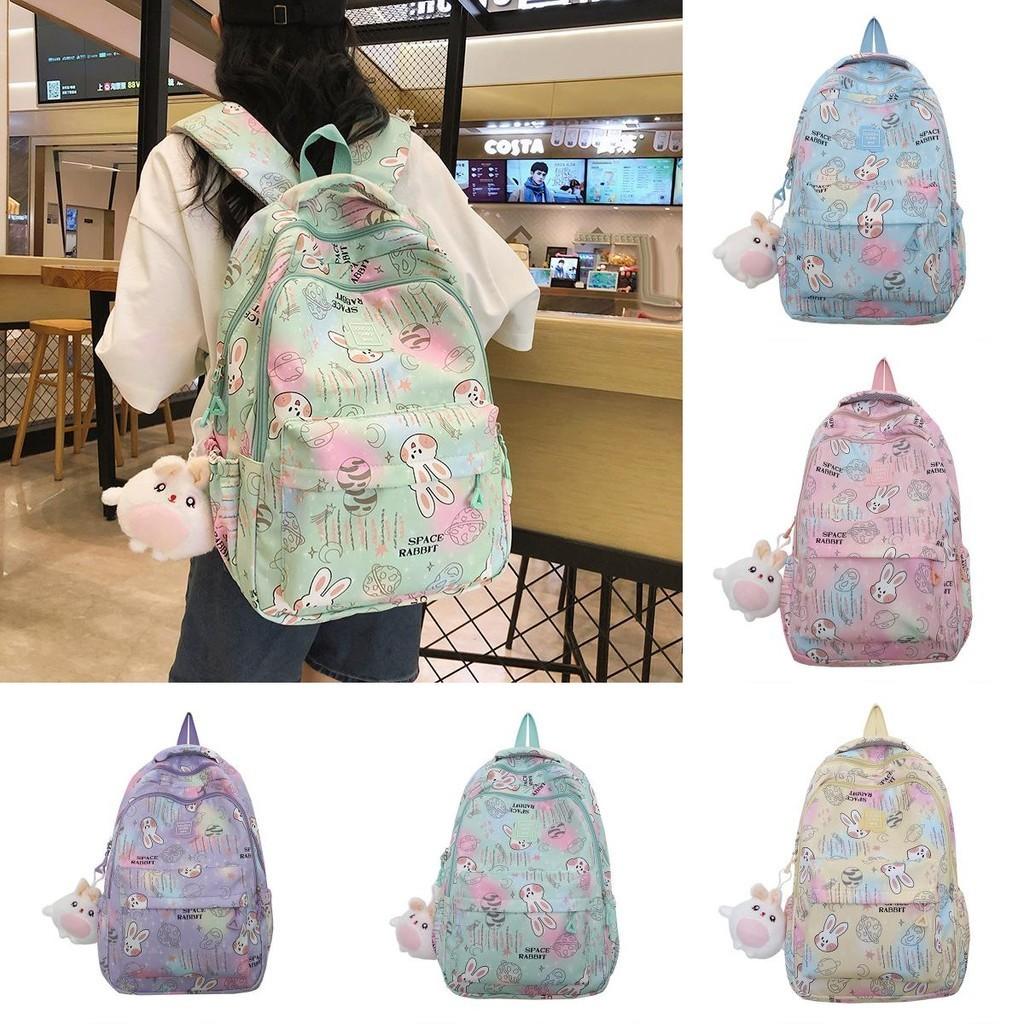 2023 New Cartoon Printed Backpack For Girls Korean Version Cute And Lightweight Nylon Material Breathable And Durable School Shoulder Bag