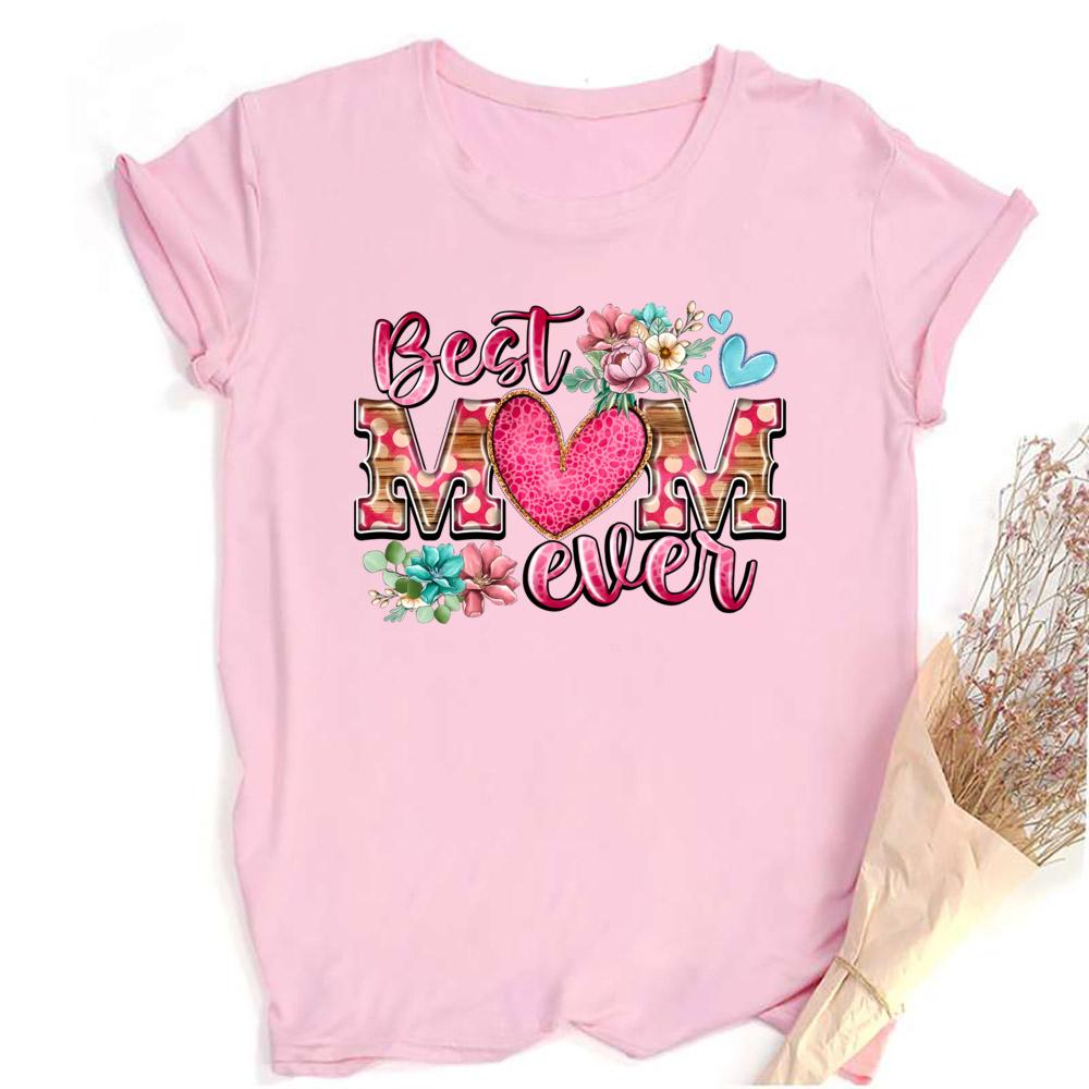 1pc Blessed Mom Best Mom Ever Letter TShirts Great Mothers Day Gift Round Neck Casual Short Sleeve Women Clothes