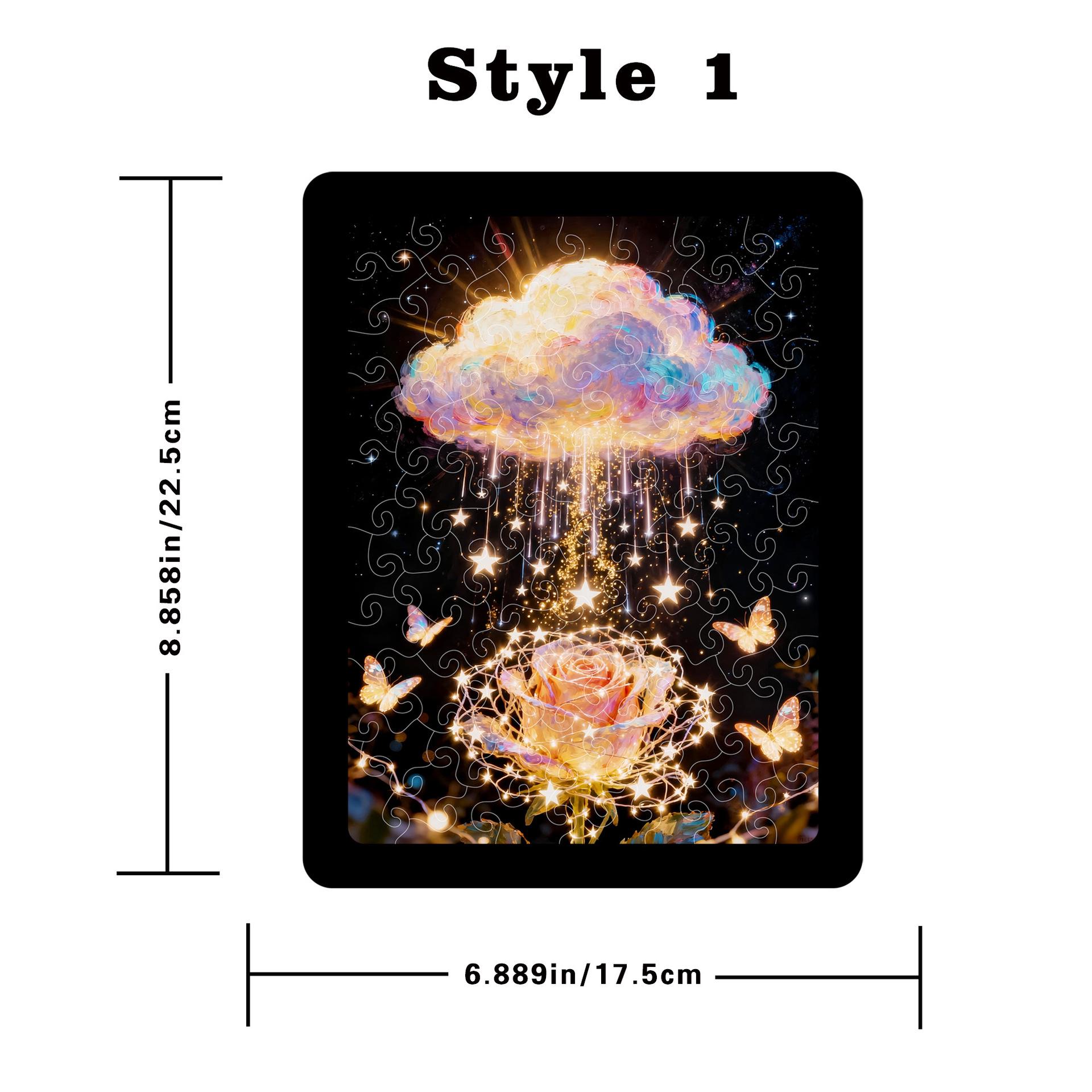 Wacocetoy Dreamy Nebula Rose Acrylic Jigsaw Puzzle: Decorative Cloud-Themed Ornament Painting