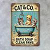 Vintage Cat Tin Sign Metal Wall Art Kitchen Bar Decor