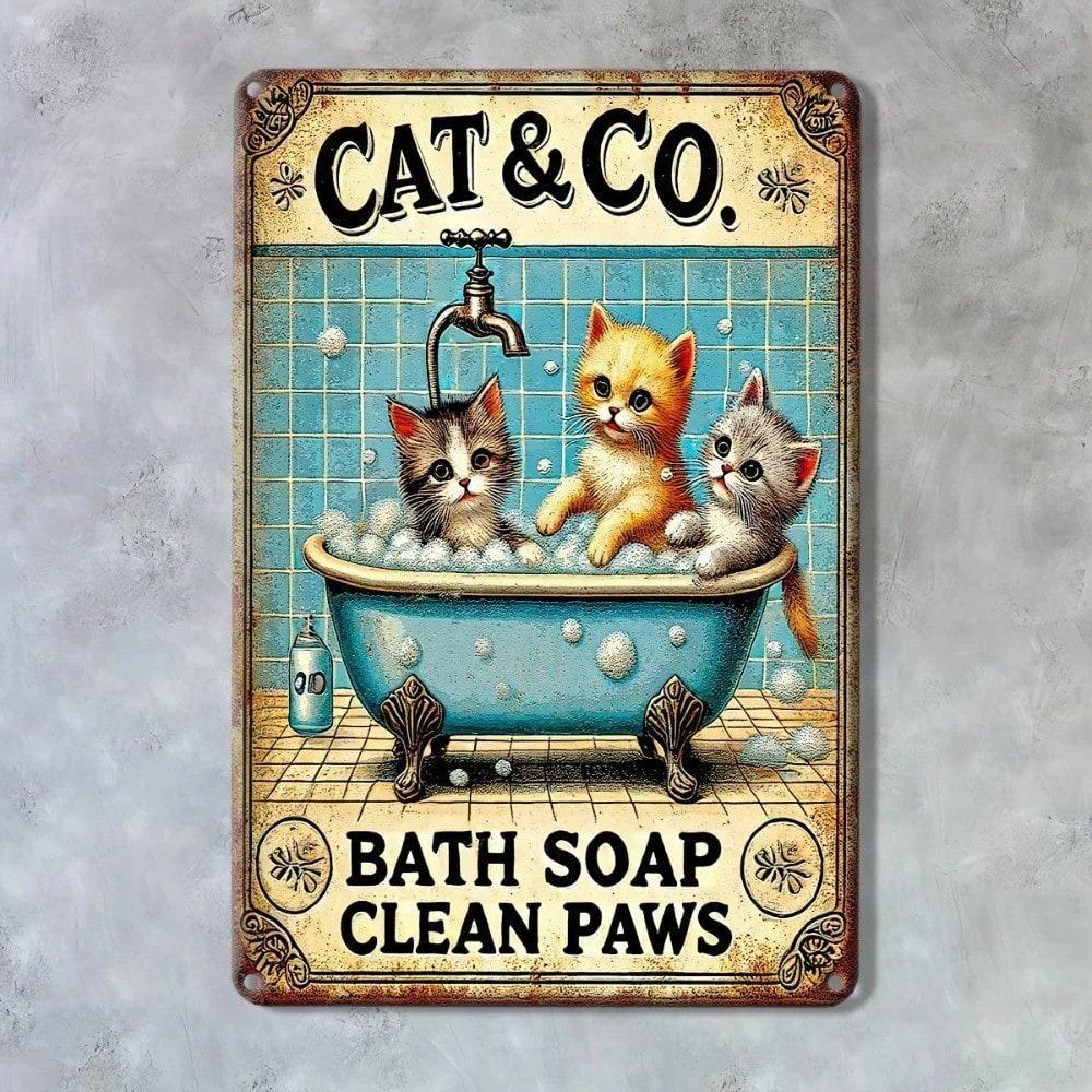 Vintage Katzen Blechschild Metall Wandkunst Küche Bar Dekor