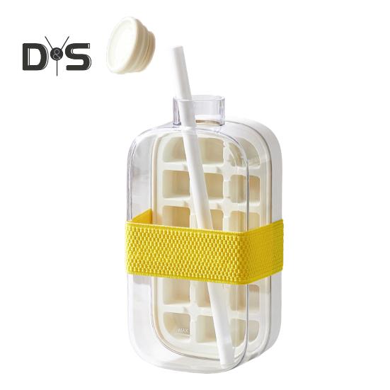 Water Bottle Ice Tray Press-to-Cold 2-in-1 Ice Cube Mold & Kettle Quick Ice Making Portable Bottle Easy Release Silicone Mold Touch-Free Freezer Cup