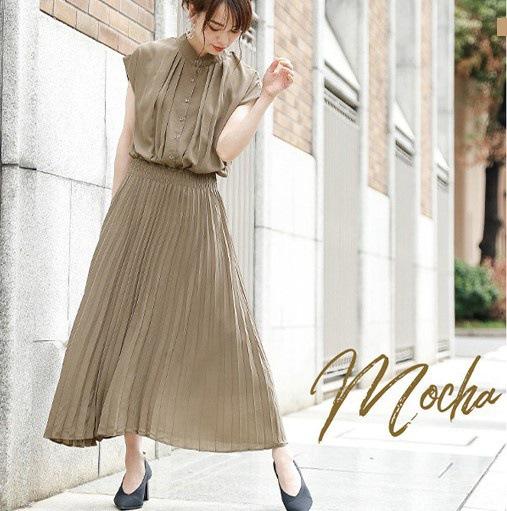 Women Sleeveless Stand Collar Dress Chiffon Pleated Midi Dress High Waist Slim Fit Solid Color Japanese Commuter Dress