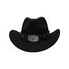 Men Western Cowboy Star Decoration Fedora Hat Large Brim Upturned Travel Versatile Sunshade Hat With Bullhead Design