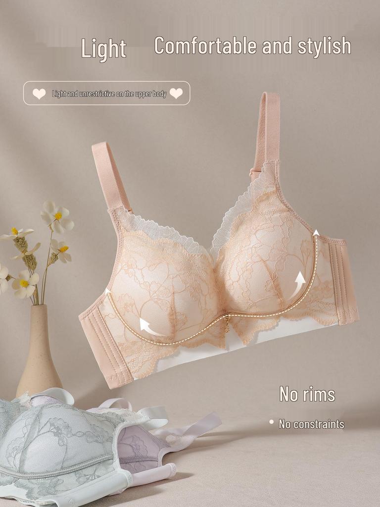Women's Push-Up Lace Bra - Wireless, Anti-Sagging, Small Bust Support, Shaping, and Underarm Fat Collection