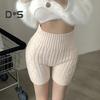 Damen Winter-Shorts, gestrickt, hohe Taille, elastisch, einfarbig, hält warm, schützt vor Witterung, Basic-Shorts für den täglichen Gebrauch zu Hause und mehr