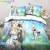 Genshin Impact Anime Povlečení 3D Potisk Vhodné do Ložnice Sada Povlaků na Peřinu s Povlaky na Polštáře Dětský Domácí Textil
