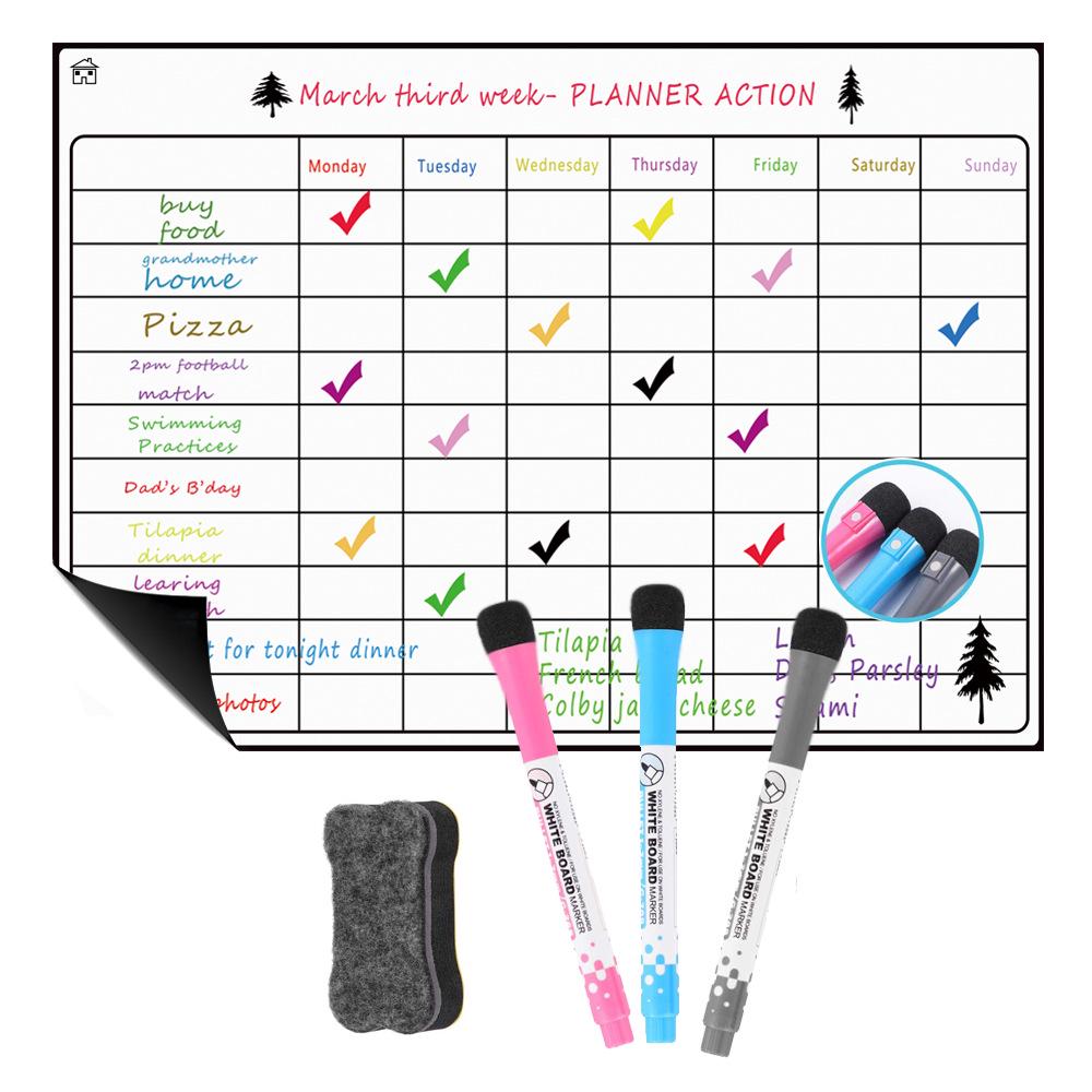 A3 Magnetic Erasable Monthly & Weekly Planner Whiteboard Set for Refrigerator