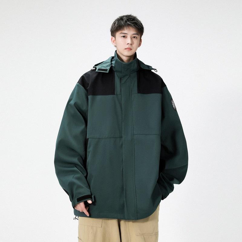 

Куртка с капюшоном для отдыха на открытом воздухе, мужская, осенняя, новая, рабочая одежда, свободная, контрастного цвета, куртка большого размера, мужское пальто, мужская одежда 5XL