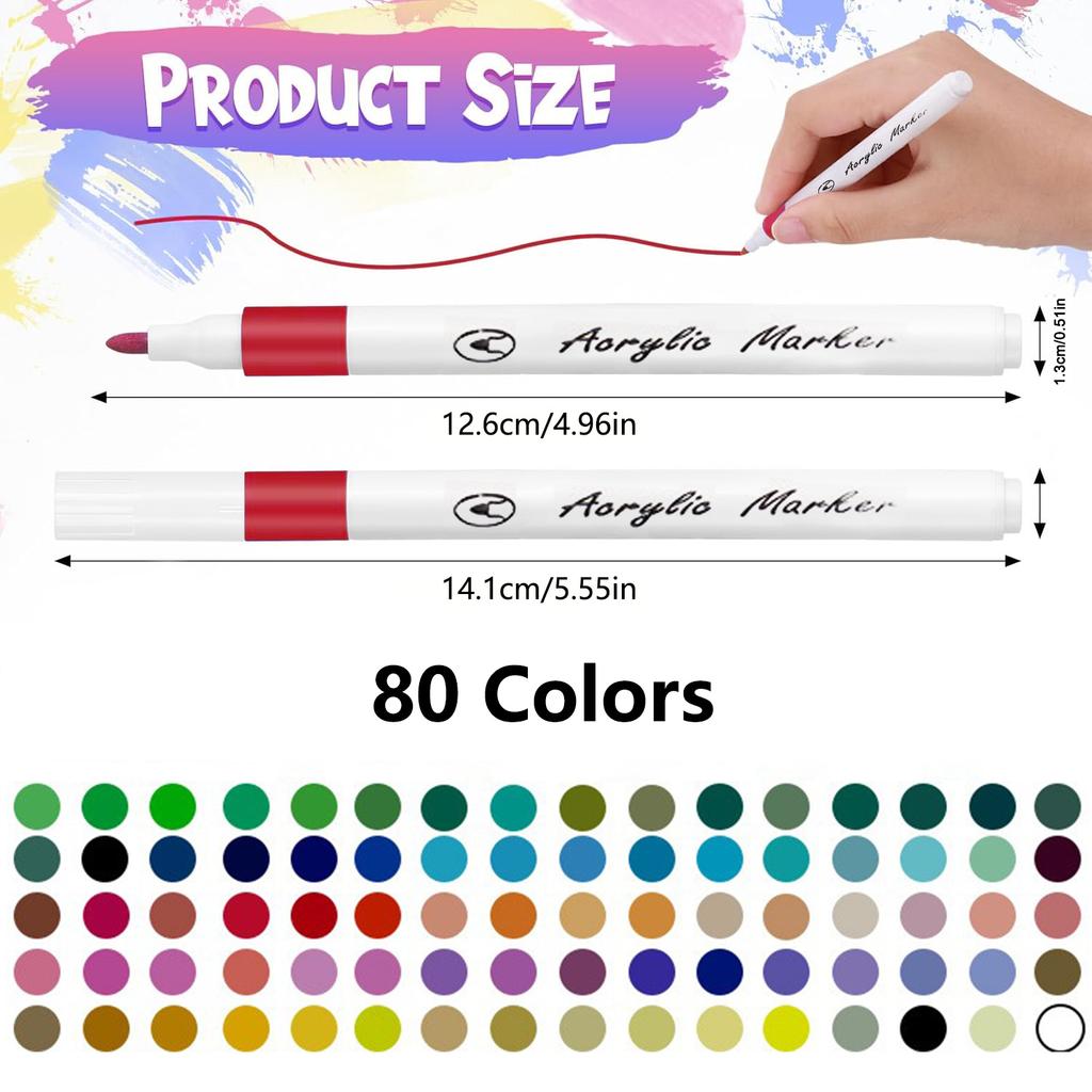 Acrylic Paint Markers Set Fine Permanent Paint Acrylic Marker Pens for Stones Wood Glass DIY Projects Water-Based Acrylic Marker