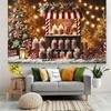 2D flat1 pc Candy and Gingerbread Man Background Cloth - Suitable for Christmas and Thanksgiving Decoration