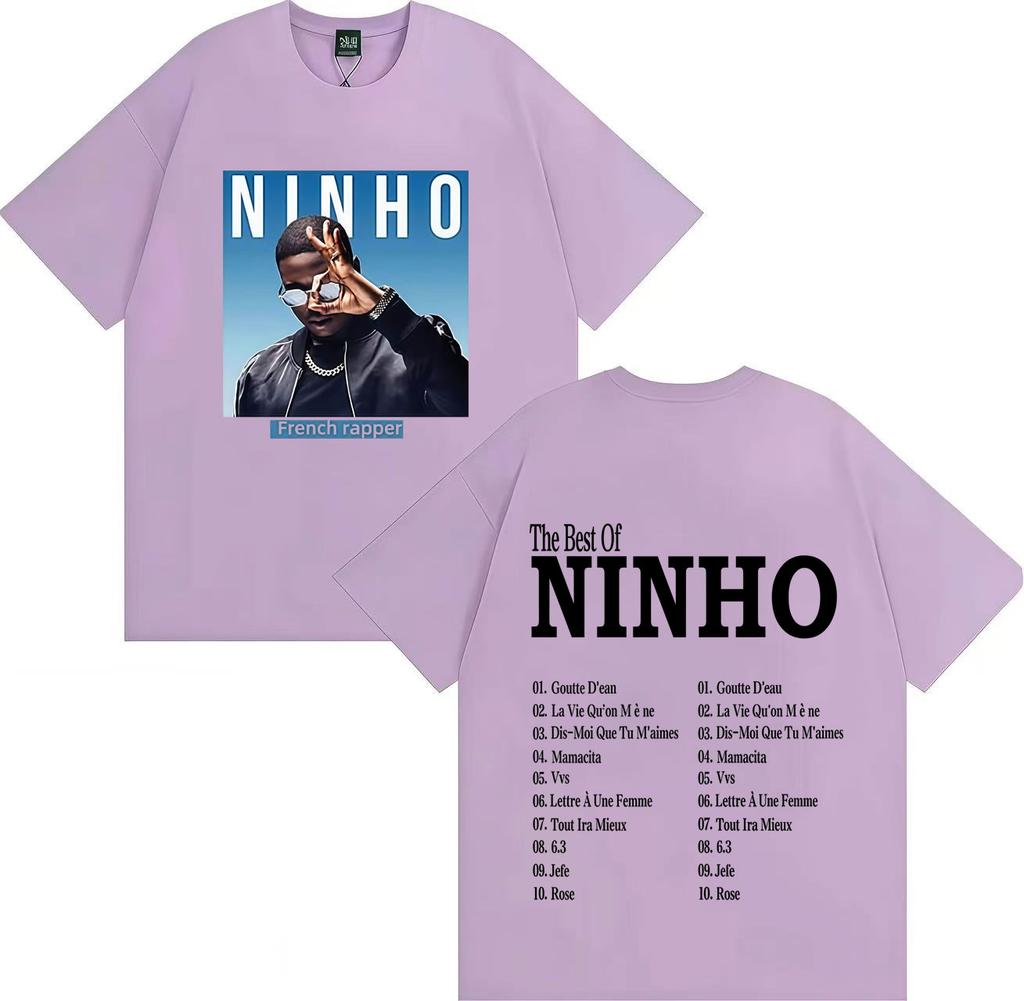 French Pop Rapper Ninho Gothic Graphics High Quality Tshirt Oversized Casual Cotton Tees Mens Women Hip Hop T Shirts Streetwear