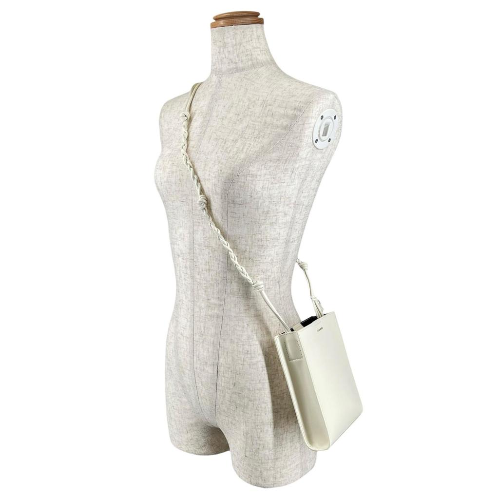 Pristine JIL SANDER Shoulder Bag Tangle SM White Leather Women Used