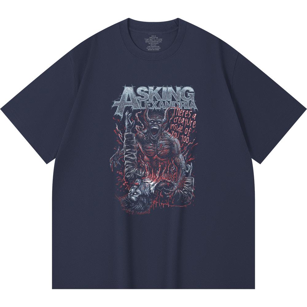 230 Gsm 100% Cotton Heavy Metal T-Shirt  Rock Band Popular Music Print Unisex Heavy Cotton T Shirt