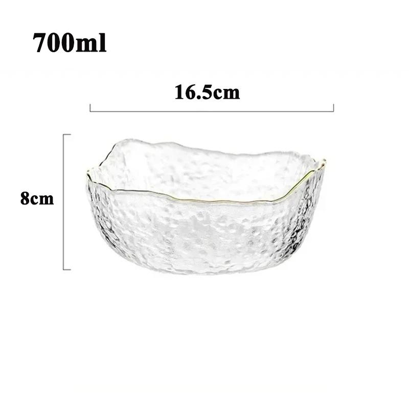 

Японская неправильной формы стеклянная обеденная миска с золотым краем, для фруктов, салата, кухонная посуда для декоративных маленьких закусок