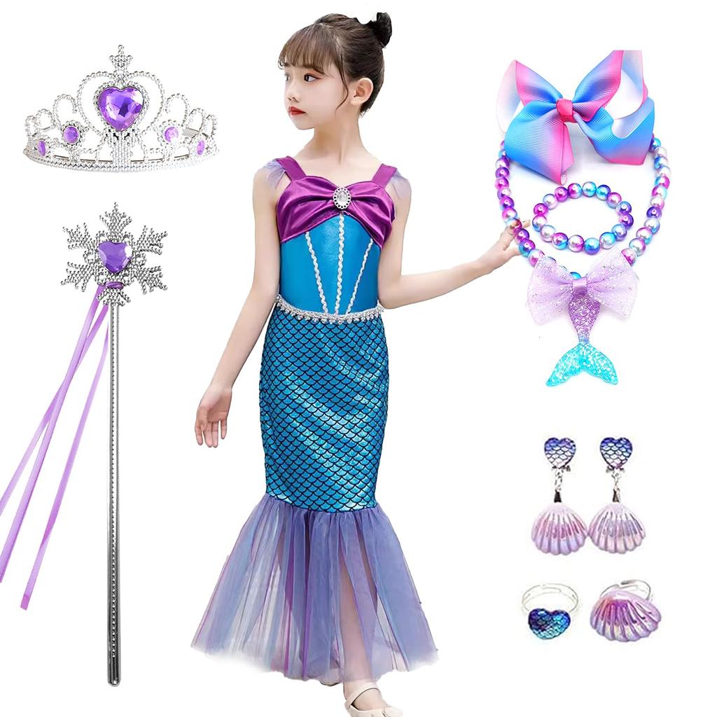 JIEAIRUI Princess Transformation Halloween Kids Christmas Gift Ariel-style Dress, Children's Mermaid-style Cosplay, Ariel-style Dress, Kids'