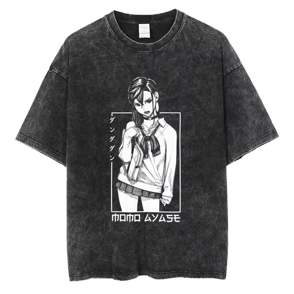 Anime Graphic T-shirts Streetwear Vintage Washed Cotton Oversized T Shirt for Men Loose Short Sleeve Tees Tshirt