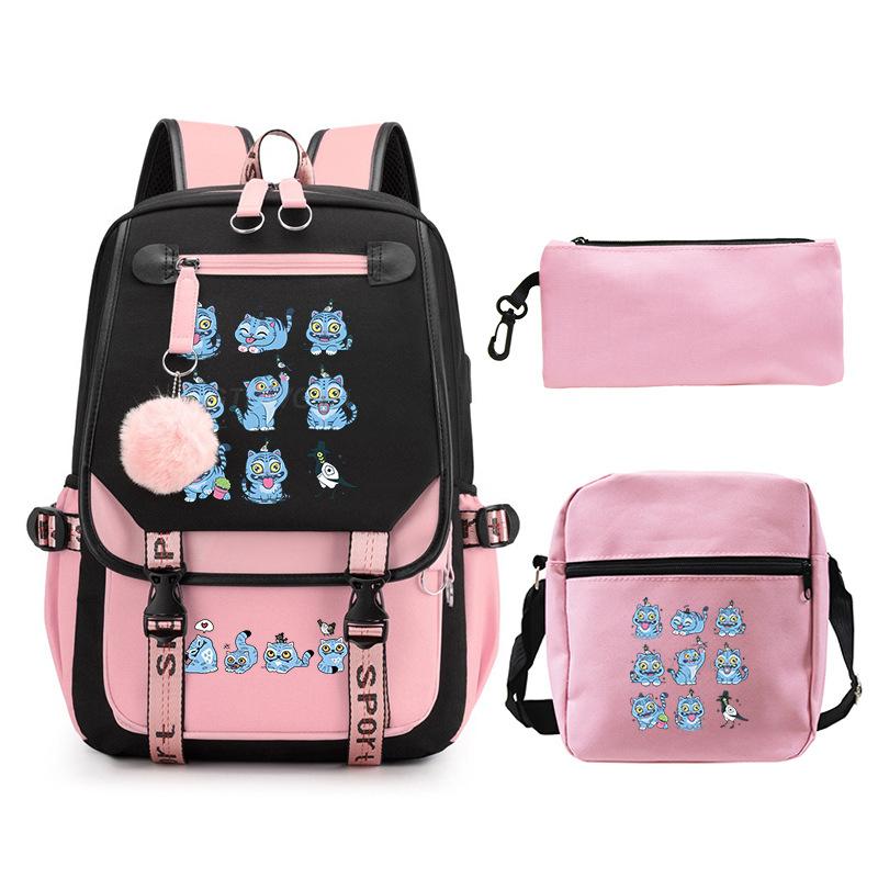 Animation Cartoon With High Value Schoolbag, Primary And Secondary School Students Leisure Backpack, Pencil Bag Set