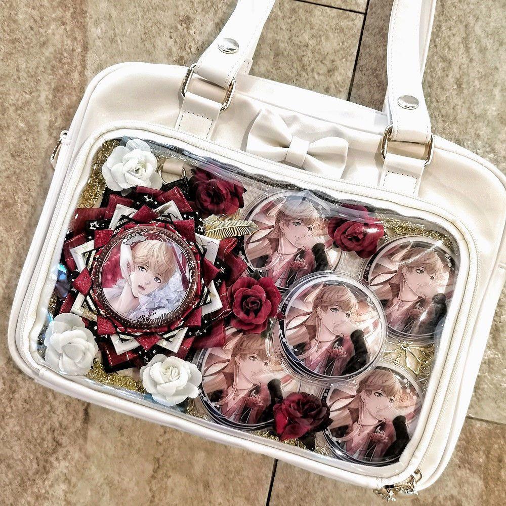

Japanese Kawaii Clear Bow Ita Bag Women Anime Badge Decor Shoulder Bag Ladies Large Capacity JK Uniform Style Leather Handbag 30x27x8cm жовтий