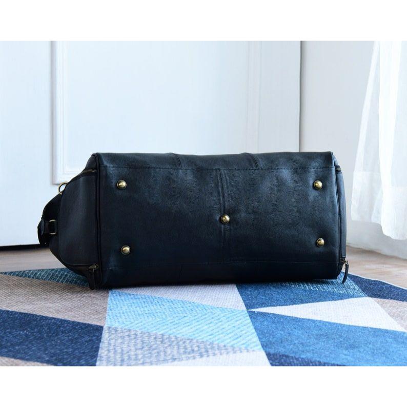 Leather Duffel Bag|Handmade Leather Bag|Leather Travel Bag for Men|Valentines Gift for Husband|Leather Weekender Bag, Holdall