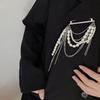 Korean White Imitation Pearl Pin Brooch For Women Girl Vintage Elegant Metal Multi-layer Tassel Chain Brooch Jewelry Accessories