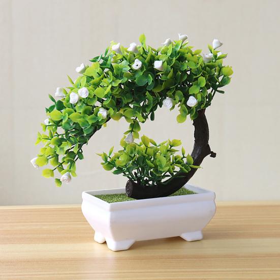Artificial Plant Realistic Everlasting Plastic Lifelike Potted Flower Decor for Home